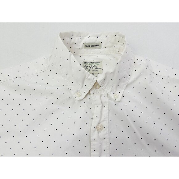J. Crew Slim Untucked Size Small Mens White Black Polka Dots Button Down Shirt - Picture 11 of 11